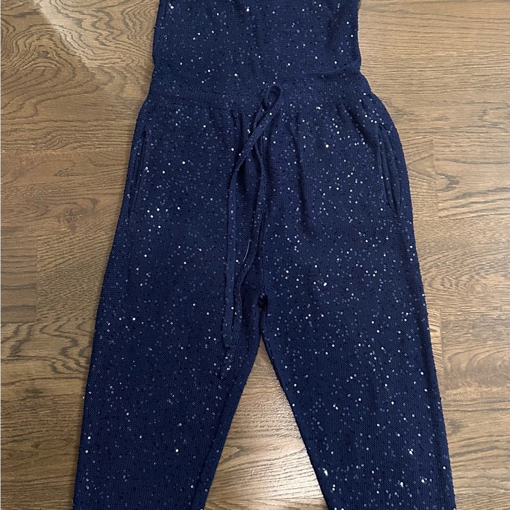 Navy Speckled Knit Jumpsuit